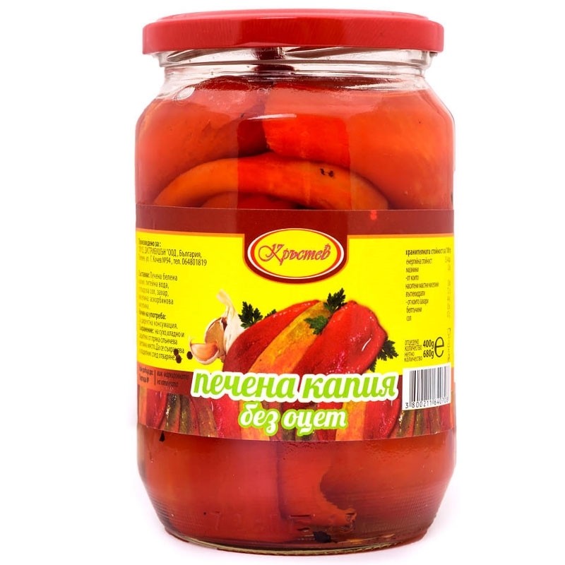 Geröstete Paprika ohne Essig 680g, KRASTEV